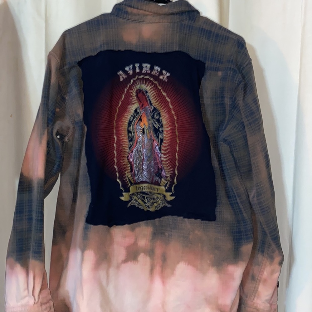 distressed American Eagle flannel with Avirex Mary